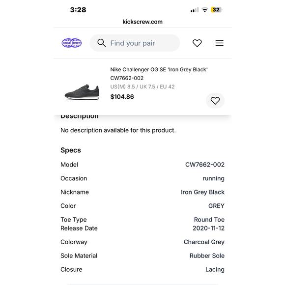 RARE!!! Nike Challenger OG SE Iron Grey Black - EXCELLENT CONDITION! - Picture 3 of 14